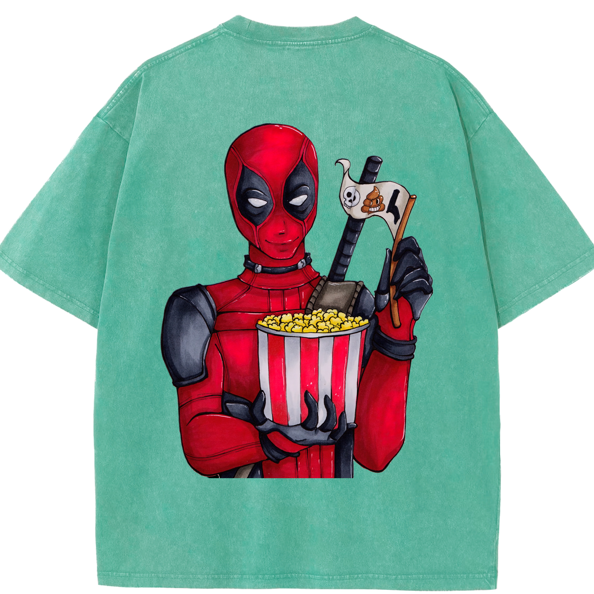 （画像用） Deadpool デッドプール 綿100% ヴィンテージ風 半袖Tシャツ（背面プリント）